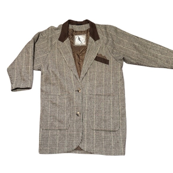 Vintage 1980 INNER VIEW Gitano brown plaid herringbone western coat Small Medium - Picture 4 of 16